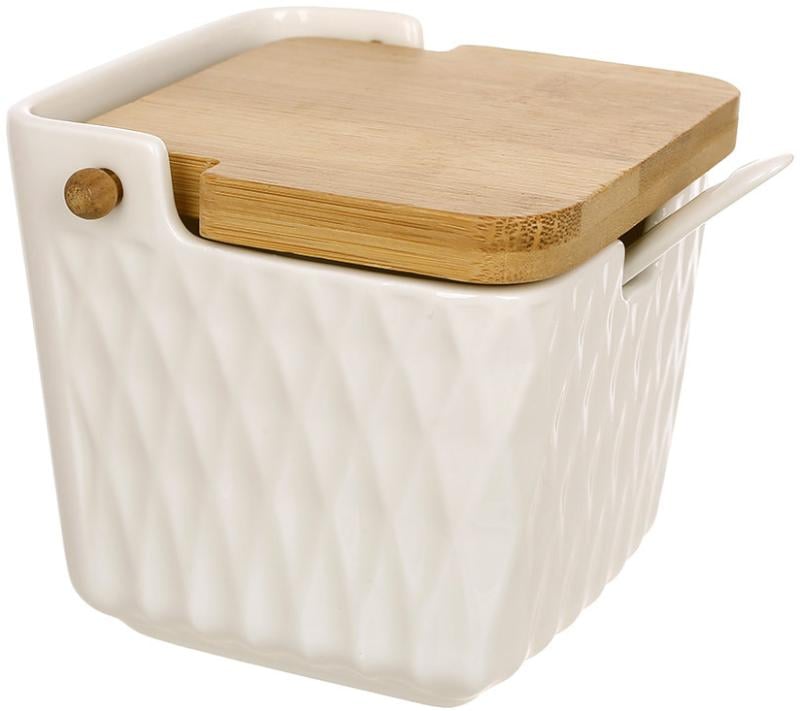 Банка с бамбуковой откидной крышкой 10,8х9,5 см