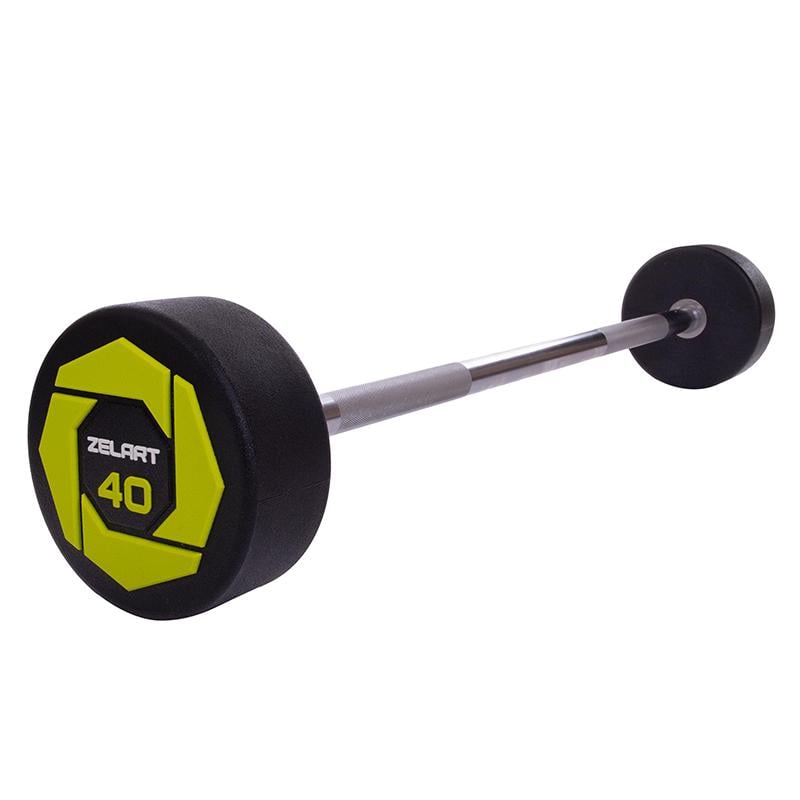 Штанга фіксована пряма Urethane Barbell Zelart TA-2689 40 кг Зелено-чорний (58363124)