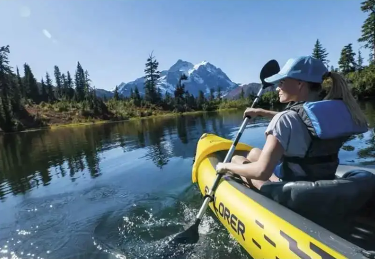 Човен-байдарка двомісний надувний Intex Challenger K2 Kayak 68307 з веслами та насосом 312x91x51 см - фото 4