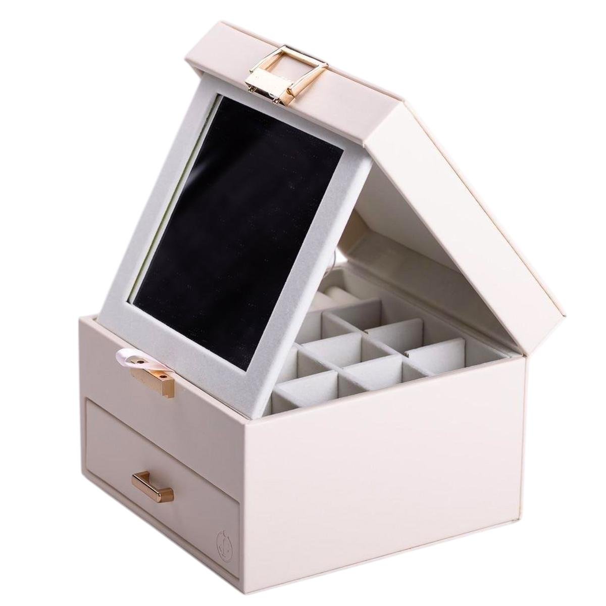 Органайзер для для украшений с накидным замком 16х16х12 см Молочный (HP-5-2W)