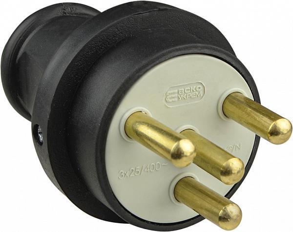 Вилка каучуковая АСКО-УКРЕМ 3Р+ РЕ 25А IP44 (A0250010003)
