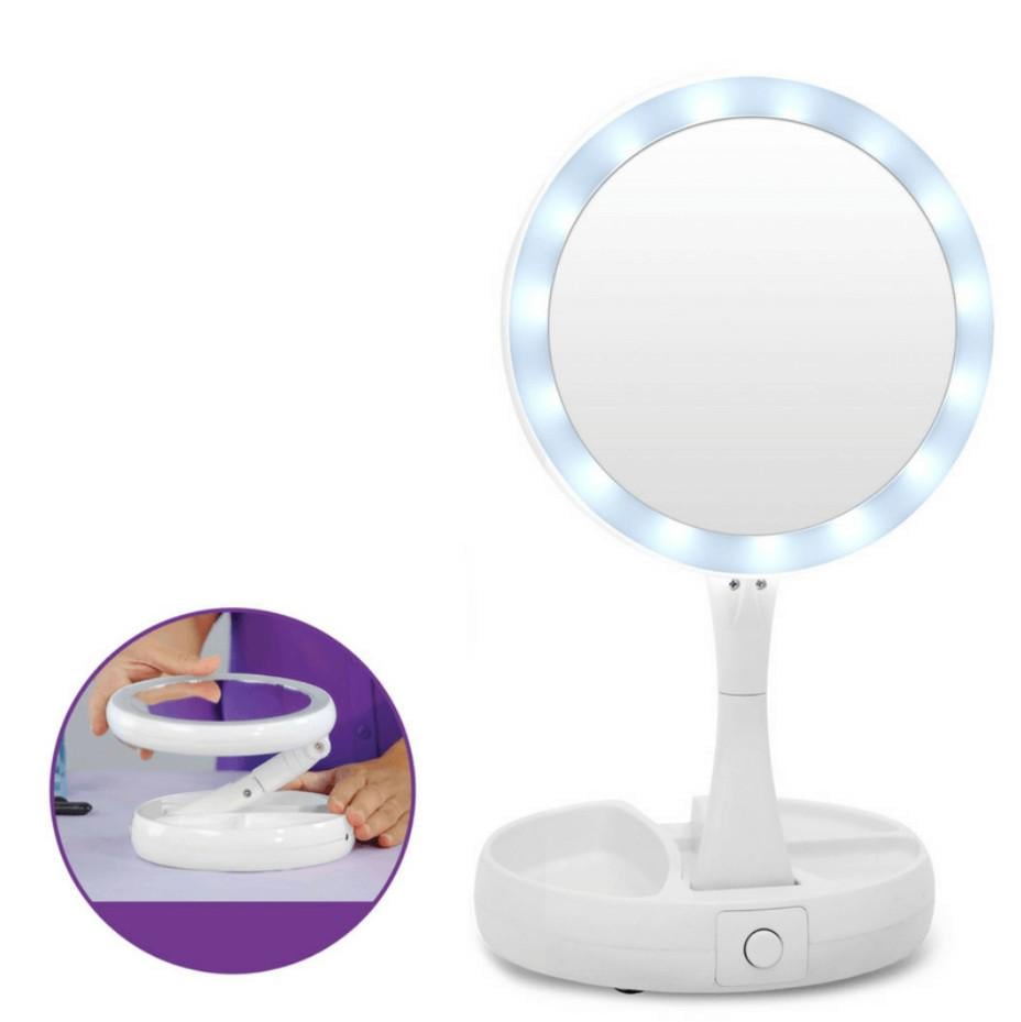 Косметическое зеркало с LED подсветкой My Fold Away Mirror Белое (3811111PP)