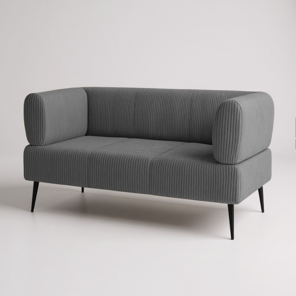 Диван офисный Tobi Sho Бенно-1 с подлокотниками велюр вельвет 1500х720х750 мм Lotus 96/Grey