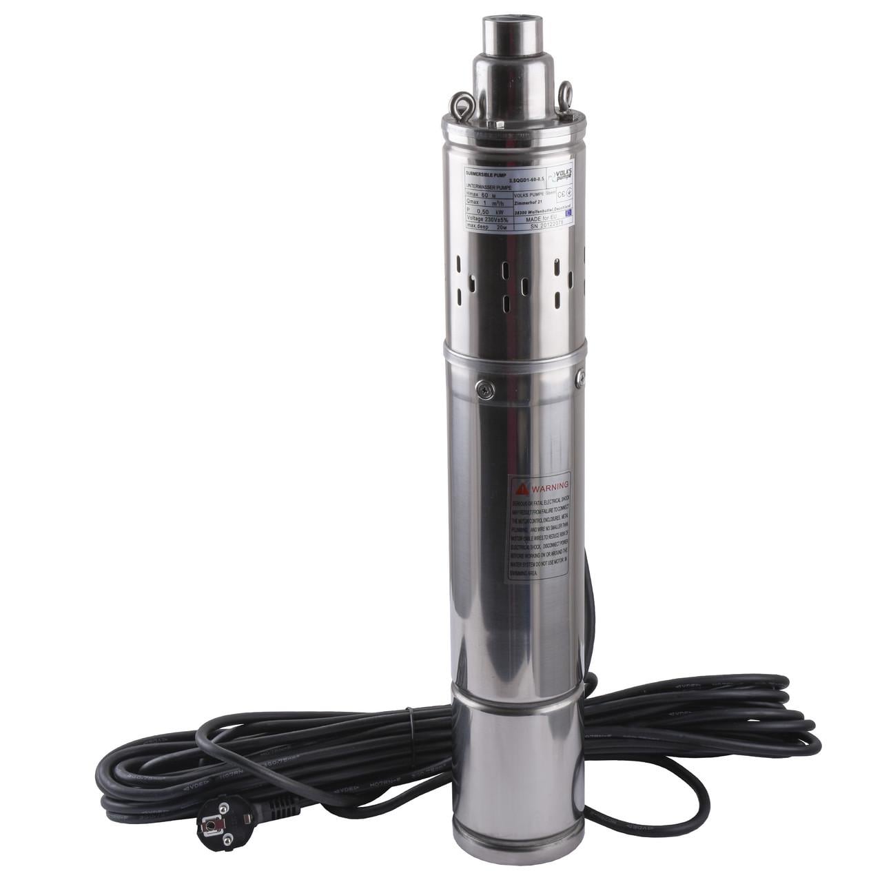 Насос скважинный шнековый VOLKS pumpe 3,5 QGD 1-60-0,5 кВт 3,5"/кабель 15 м