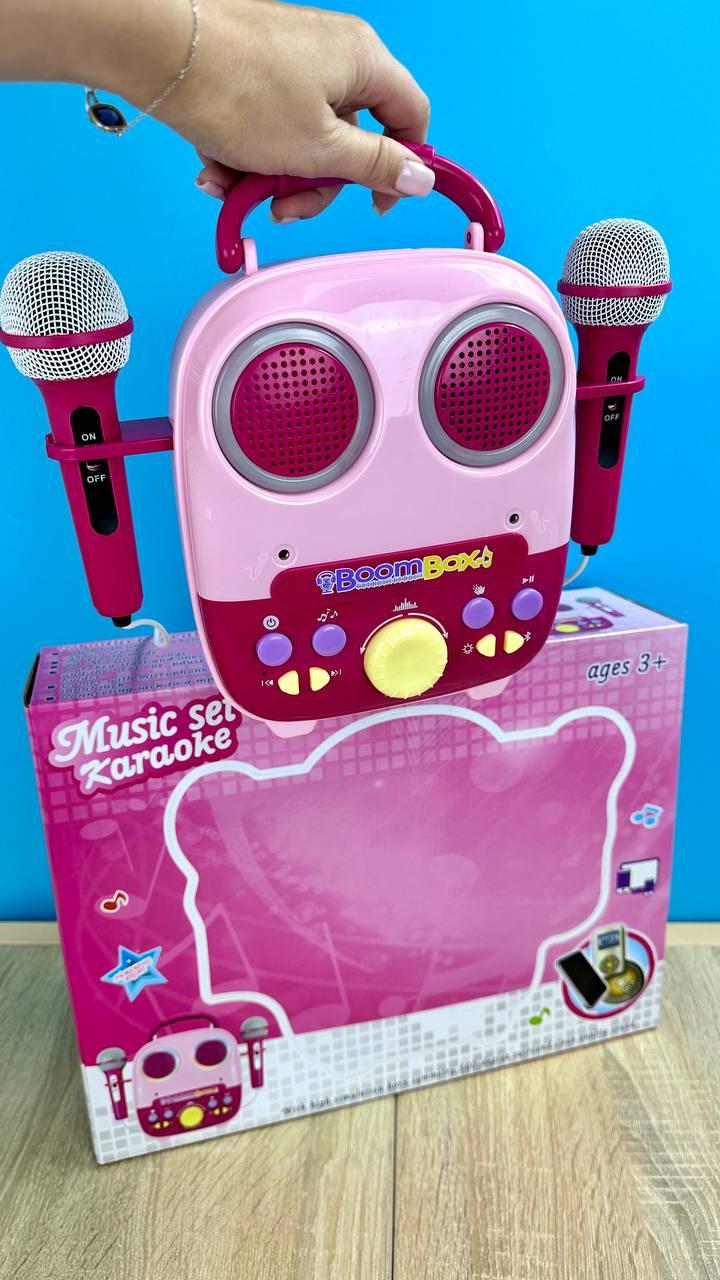 Детское караоке 5040/12 подсветки/микрофоны 2 шт./12 мелодий/подключение к телефону/от сети/USB-кабель (25606846) - фото 3