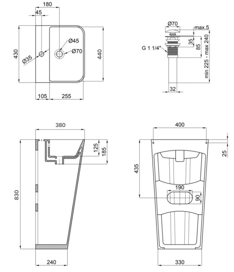 Раковина підлогова моноблок Qtap Tern 440х380х830 мм с донним клапаном PU02O White (QT1711G302WN47320) - фото 7 Раковина підлогова моноблок Qtap Tern 440х380х830 мм с донним клапаном PU02O White (QT1711G302WN47320) - фото 7