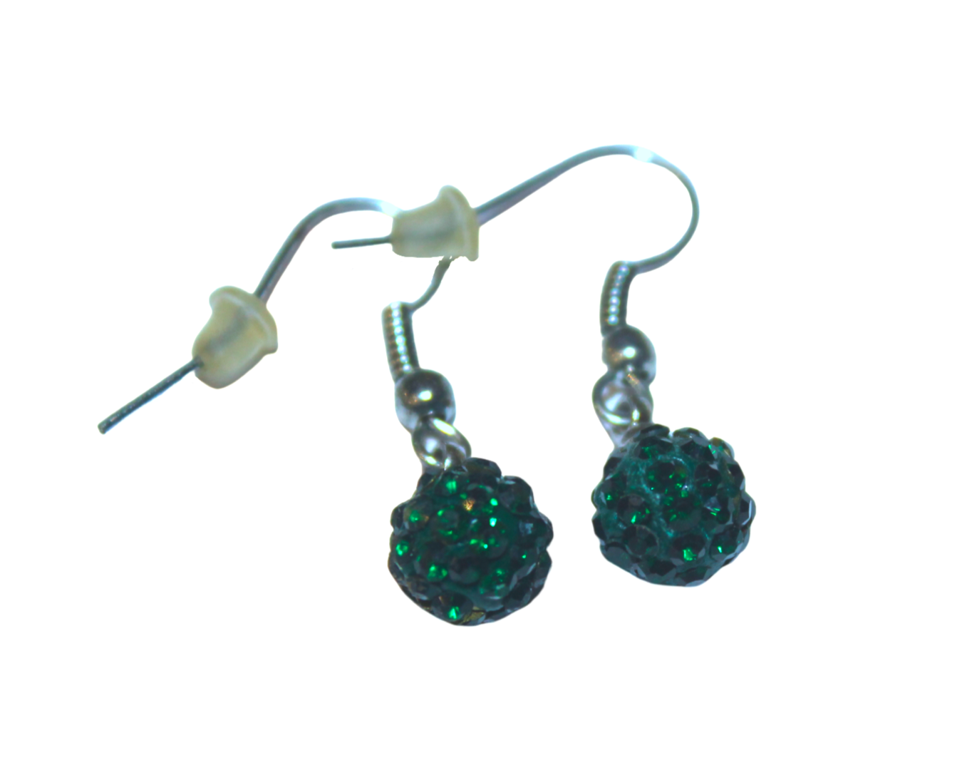 Сережки зі стразами Шамбала d 7 мм 2 шт. Темно-зелений Сережки зі стразами Шамбала d 7 мм 2 шт. Темно-зелений