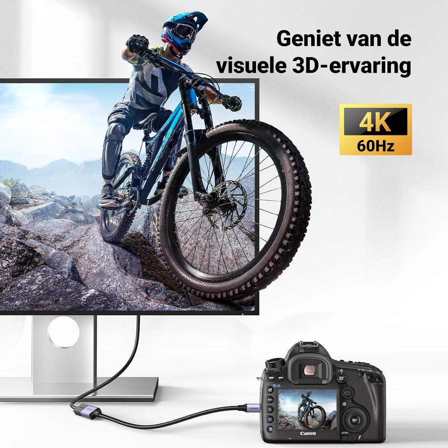 Кабель UGREEN Micro HDMI штекер to HDMI 2.0 роз'єм 4K 60Hz 3D нейлонова обплетення 25 см Gray (HD149) - фото 5 Кабель UGREEN Micro HDMI штекер to HDMI 2.0 роз'єм 4K 60Hz 3D нейлонова обплетення 25 см Gray (HD149) - фото 5