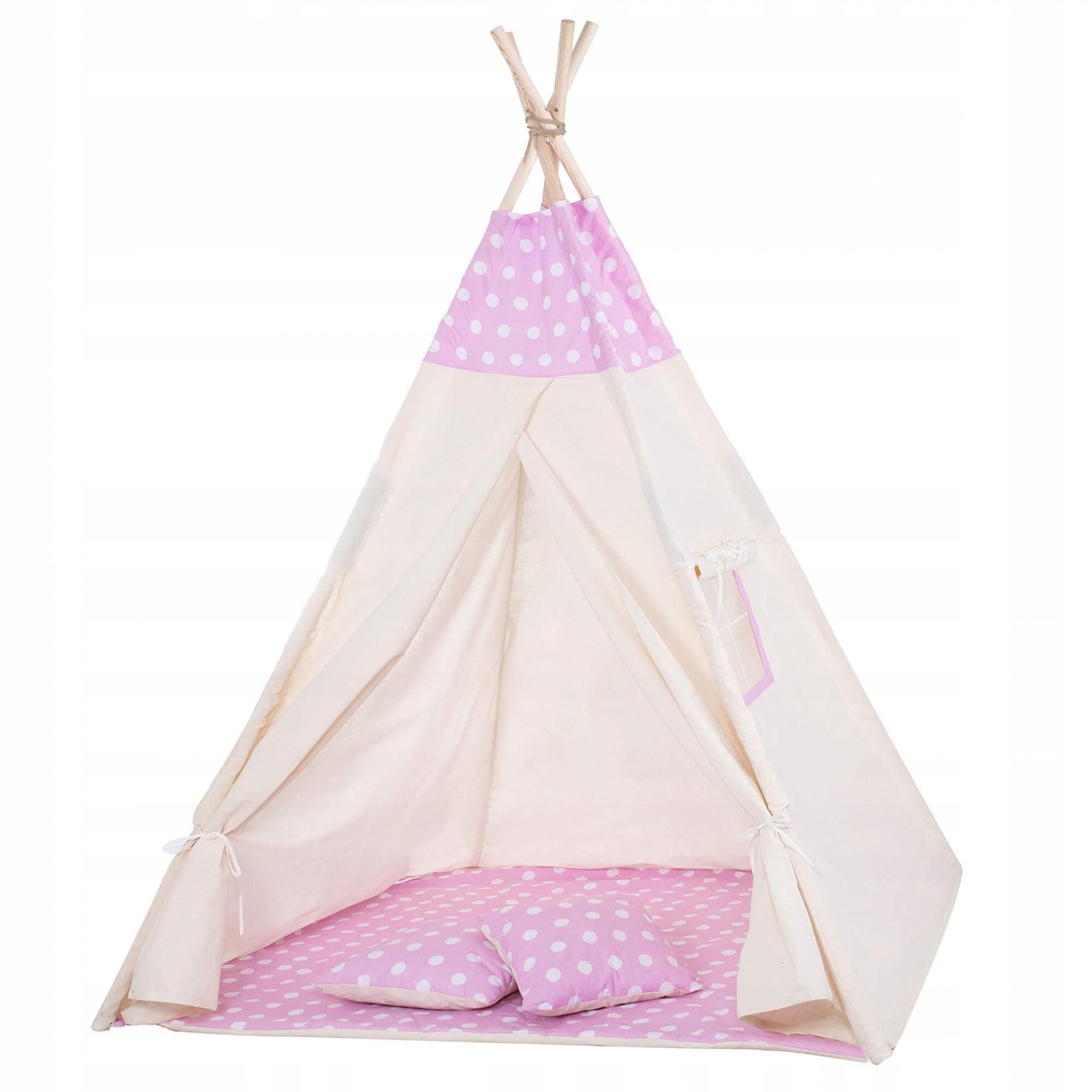 Дитячий намет Springos Tipi XXL White/Pink (TIP09)