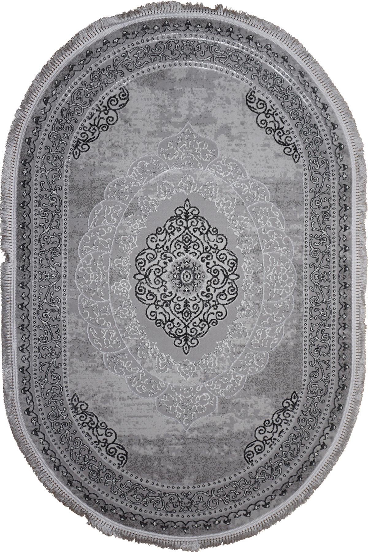 Ковер с коротким ворсом Levado 08098a овал 60x110 см Grey (93380611)