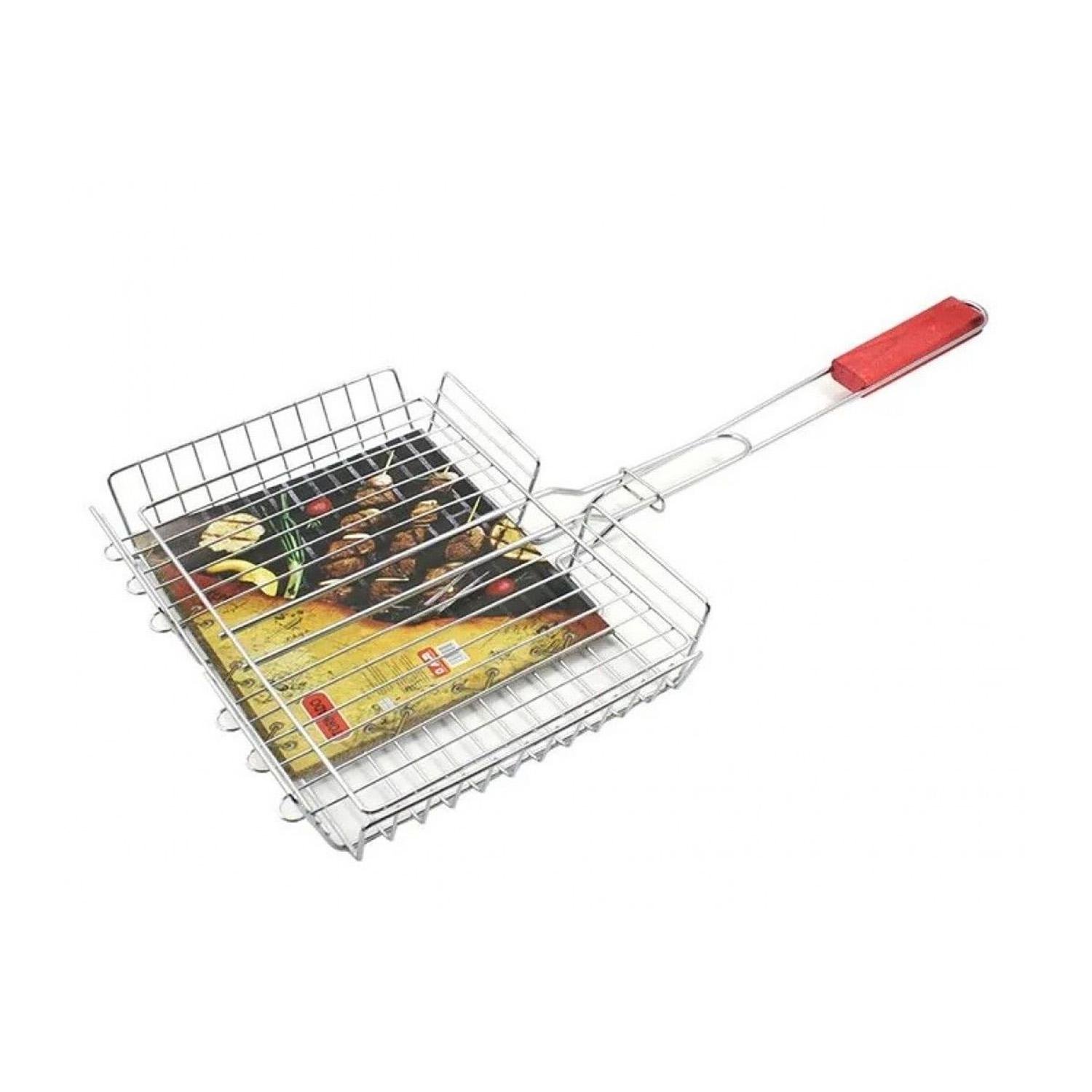 Решетка-гриль сетка для барбекю ZAUBERG с деревянной ручкой 53 см/28x21.5x5,5 см (87594)