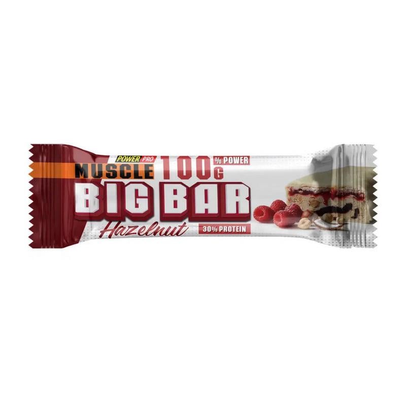 Протеиновый батончик 30 г белка без сахара Power Pro Muscle Big Bar 100 г Фундук
