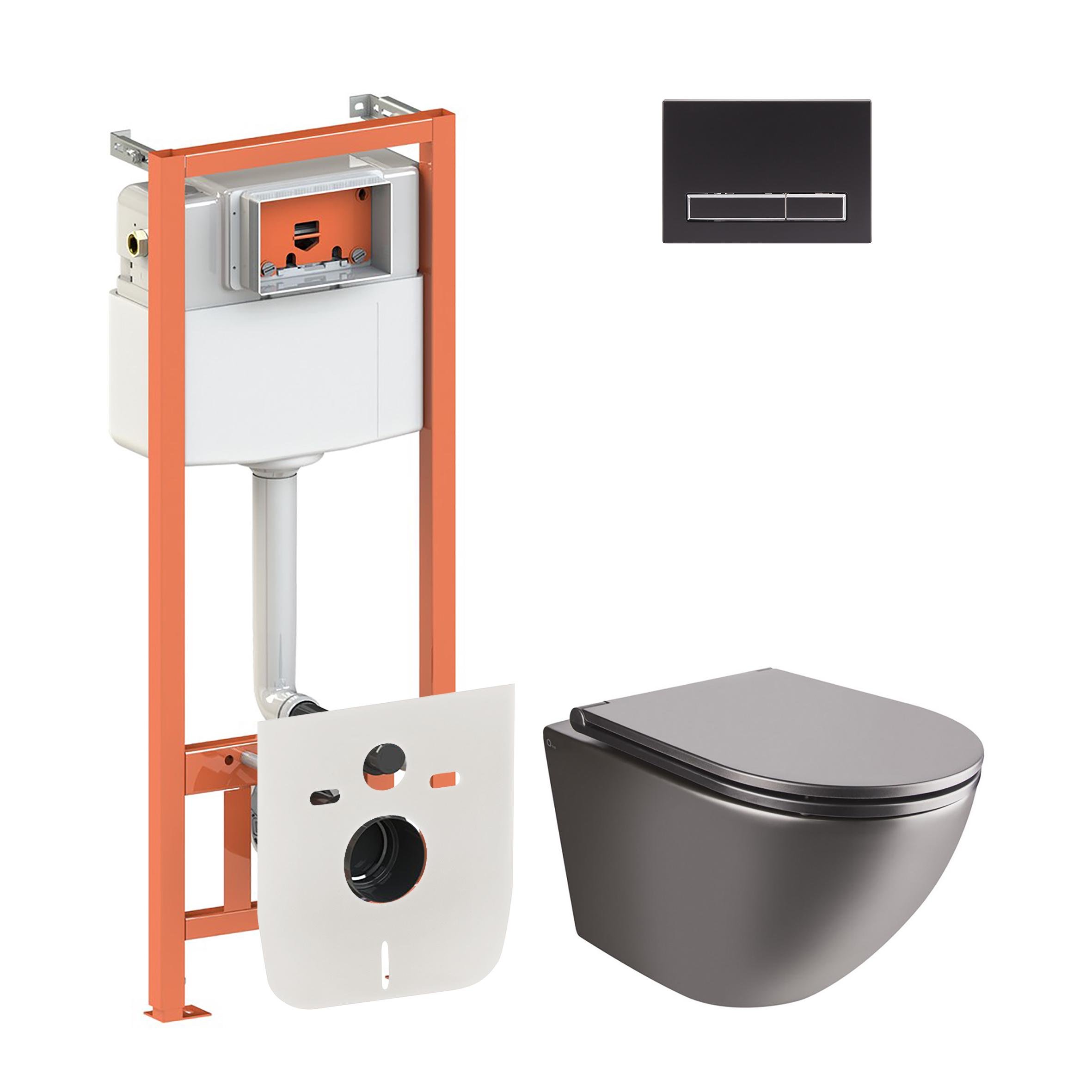 Комплект инсталляции Q-tap Nest QT1333046ENRMB0133M425M08V1091MB с унитазом кнопка Черный (124664)