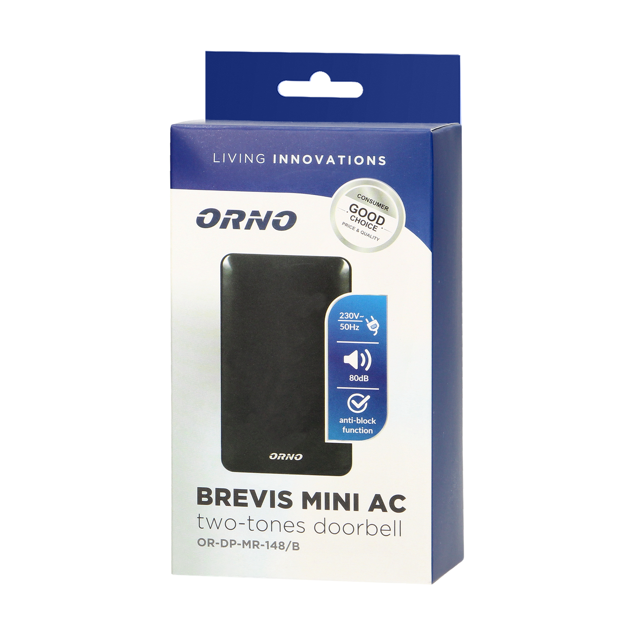 Дзвінок ORNO BREVIS MINI AC OR-DP-MR-148/B 2 тоновий Чорний - фото 2