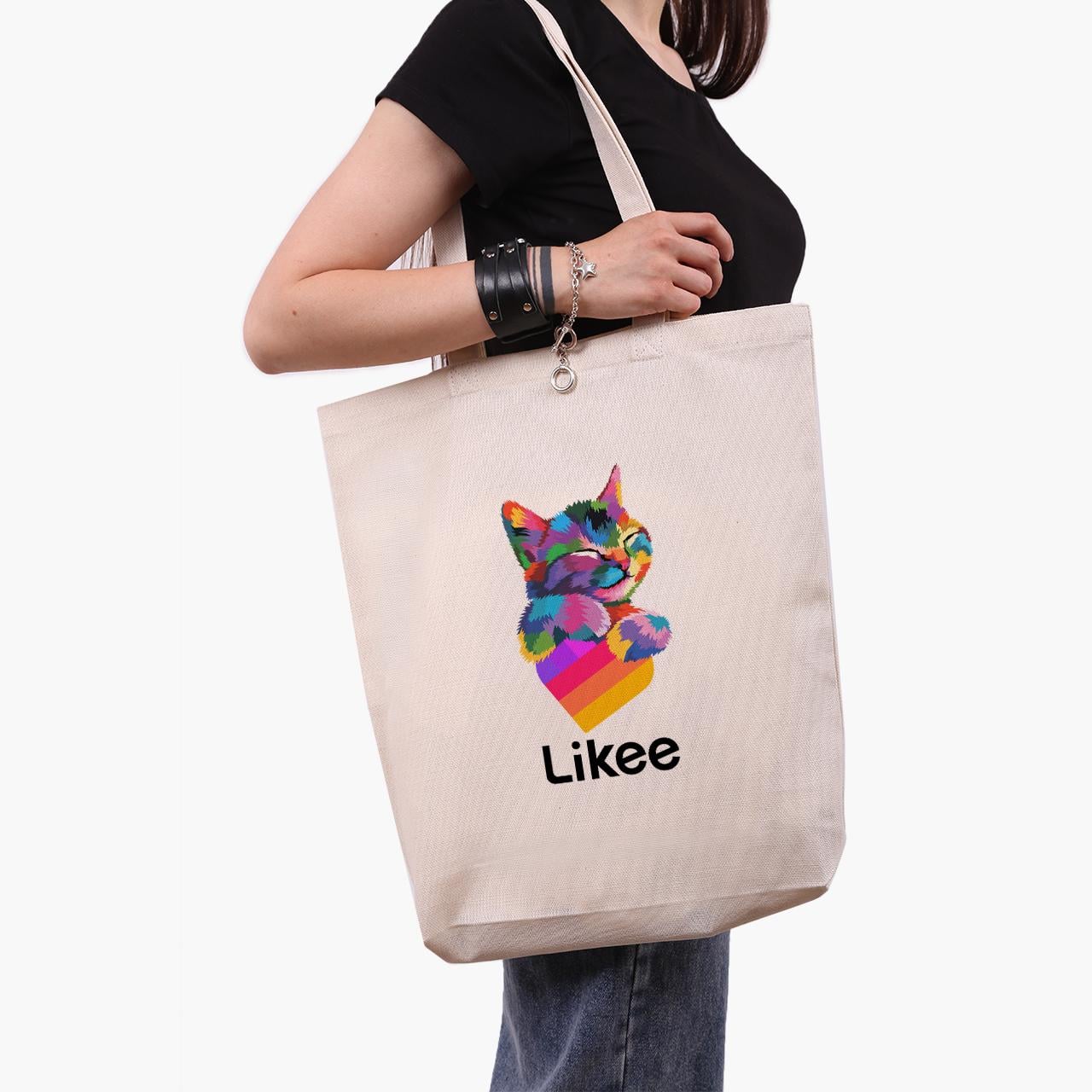 Эко сумка шоппер Likee Cat 41х39х8 см Бежевый (9227-1040-WTD) Эко сумка шоппер Likee Cat 41х39х8 см Бежевый (9227-1040-WTD)
