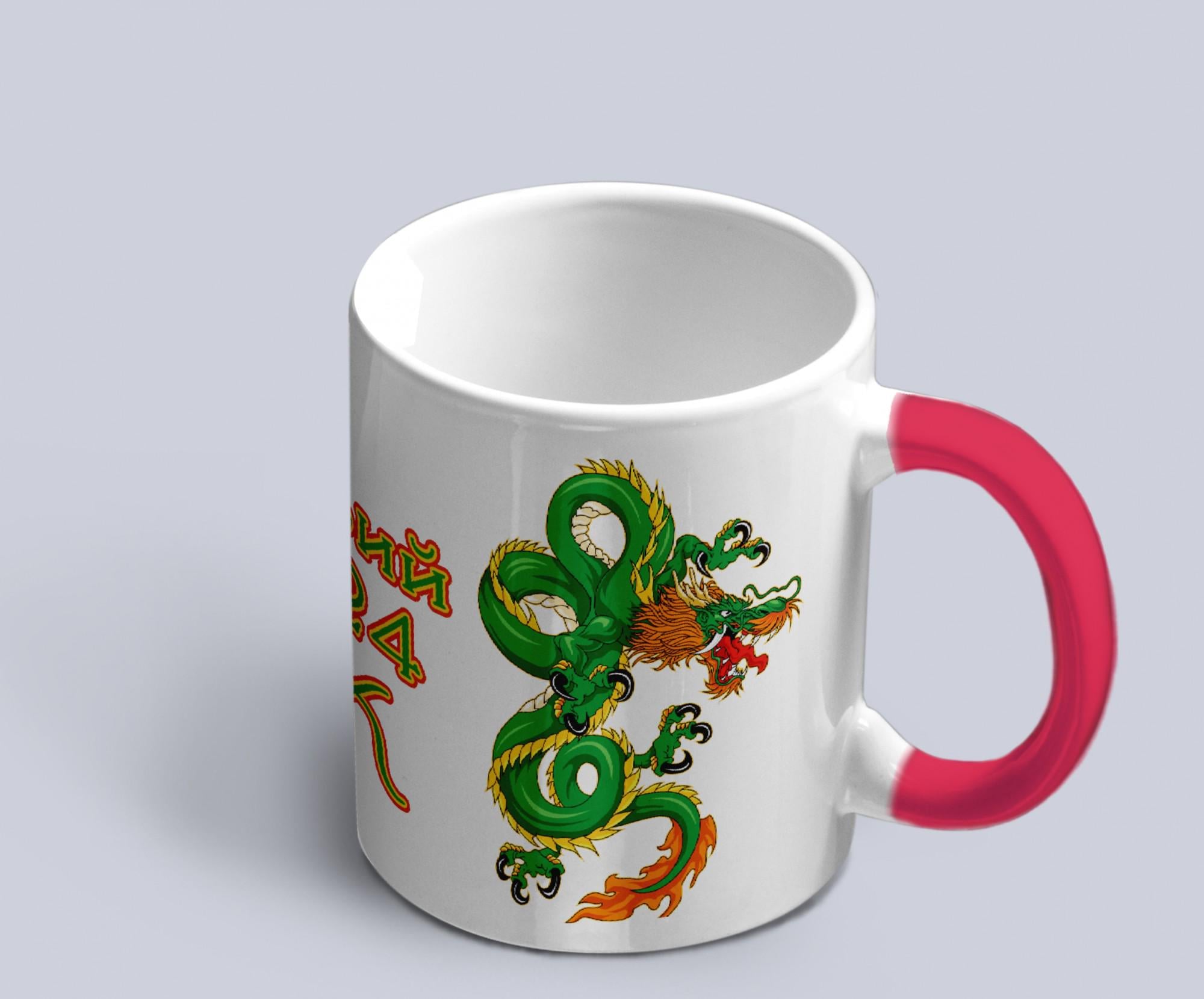 Чашка хамелеон с принтом в китайском стиле символ года зеленый дракон Красный (02020315057)