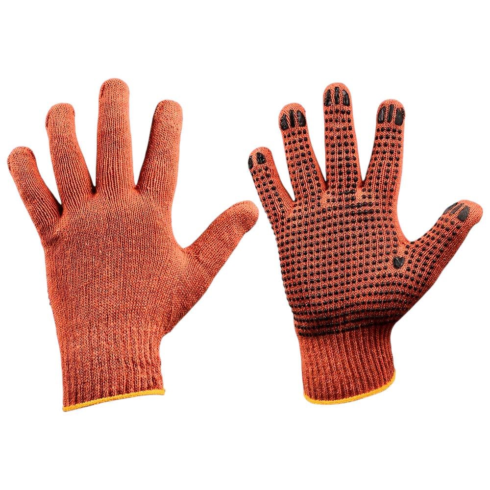 Перчатки трикотажные универсальные WL-1310 1 пара з точками ПВХ Оранжевый (29596415)