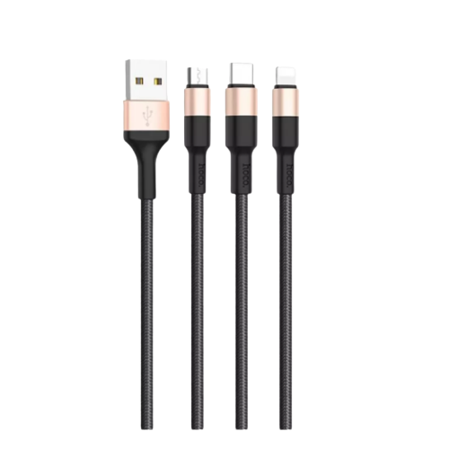 Кабель Hoco X26 Xpress USB to Lightning Micro USB Type-C 1 м Black (559932)