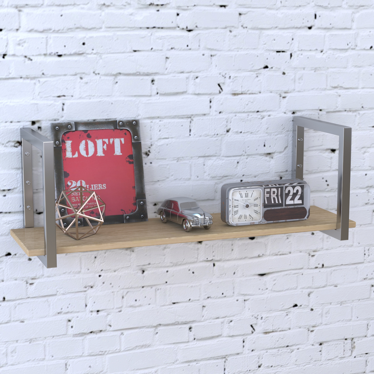 Полиця настінна PL-1 дуб борас світлий 92 см Хром