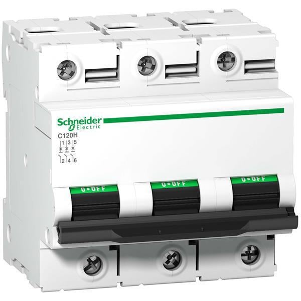 Автоматический выключатель Schneider Electric 63A 15kA 3 полюса тип B A9N18423 Acti9 С120H (12412)