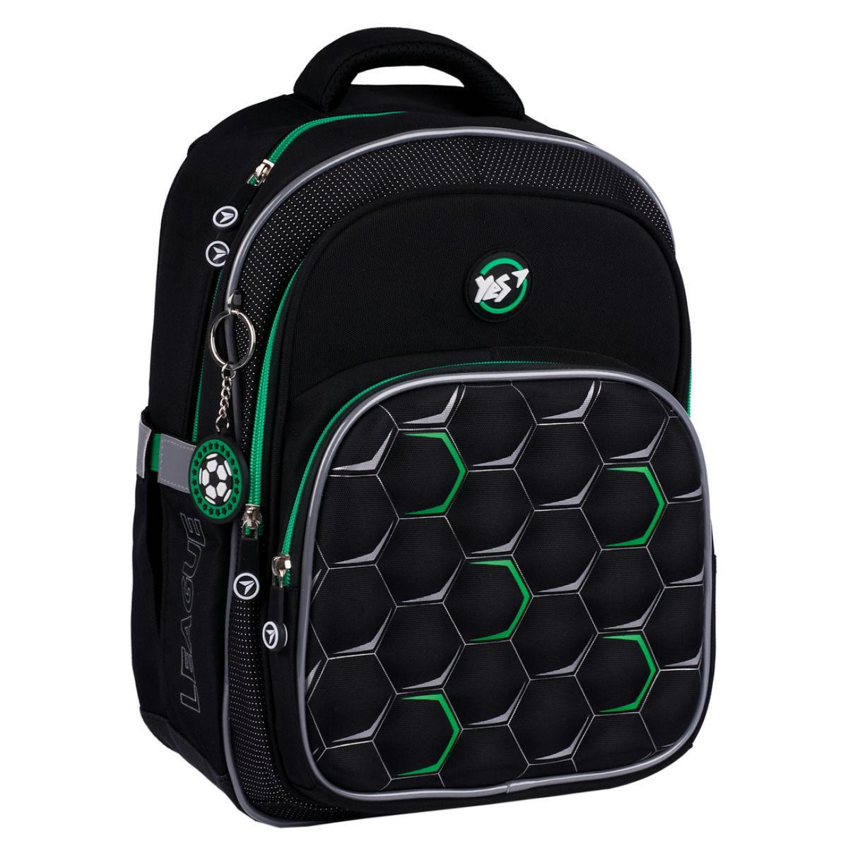 Рюкзак школьный YES Football Time 38x29x13 см 14 л Черный (559818)