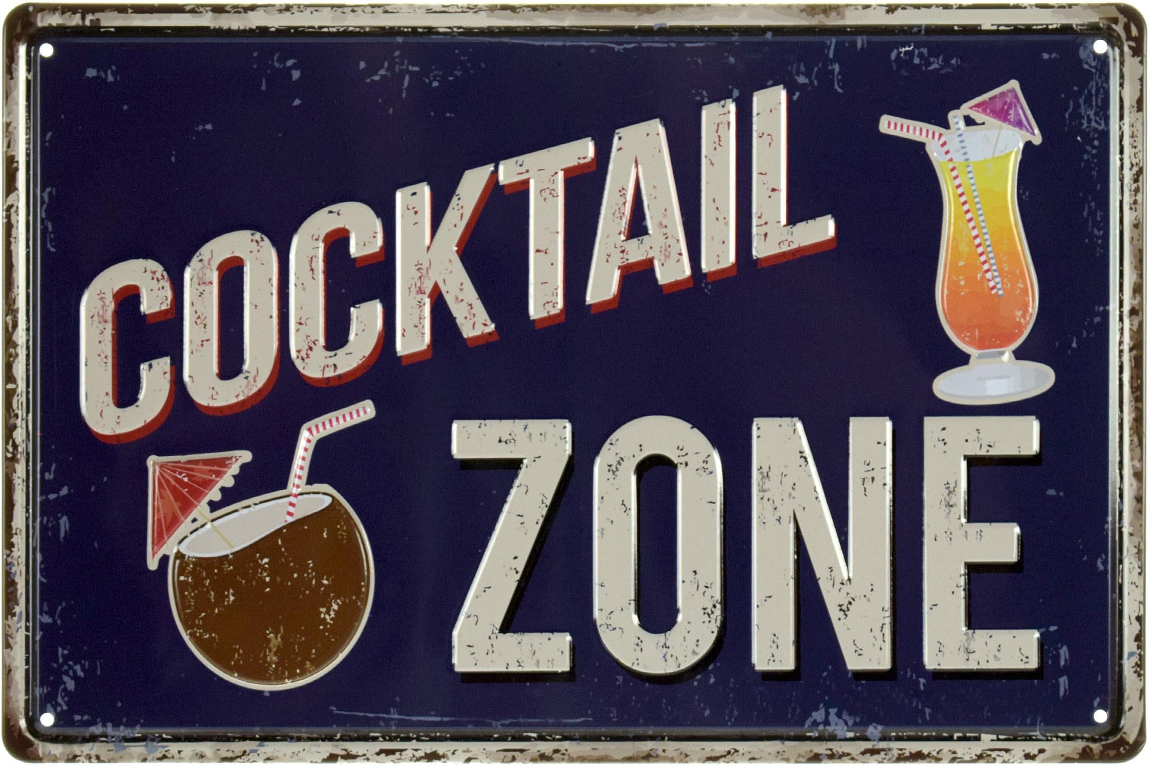 Табличка металлическая Коктейльная Зона/Cocktail Zone 20x30 см