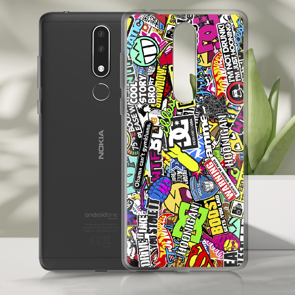 Чехол BoxFace Nokia 3.1 Plus Multicolored Inscriptions Черный силикон со стеклом (36116-up880-37737)