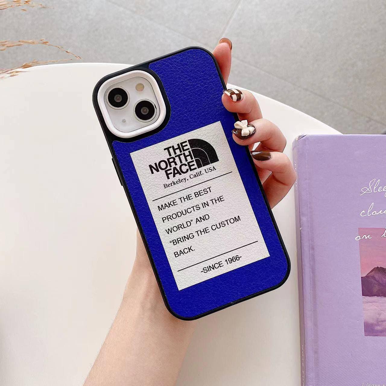Флуоресцентный кожаный чехол для iPhone 13 TNF Синий
