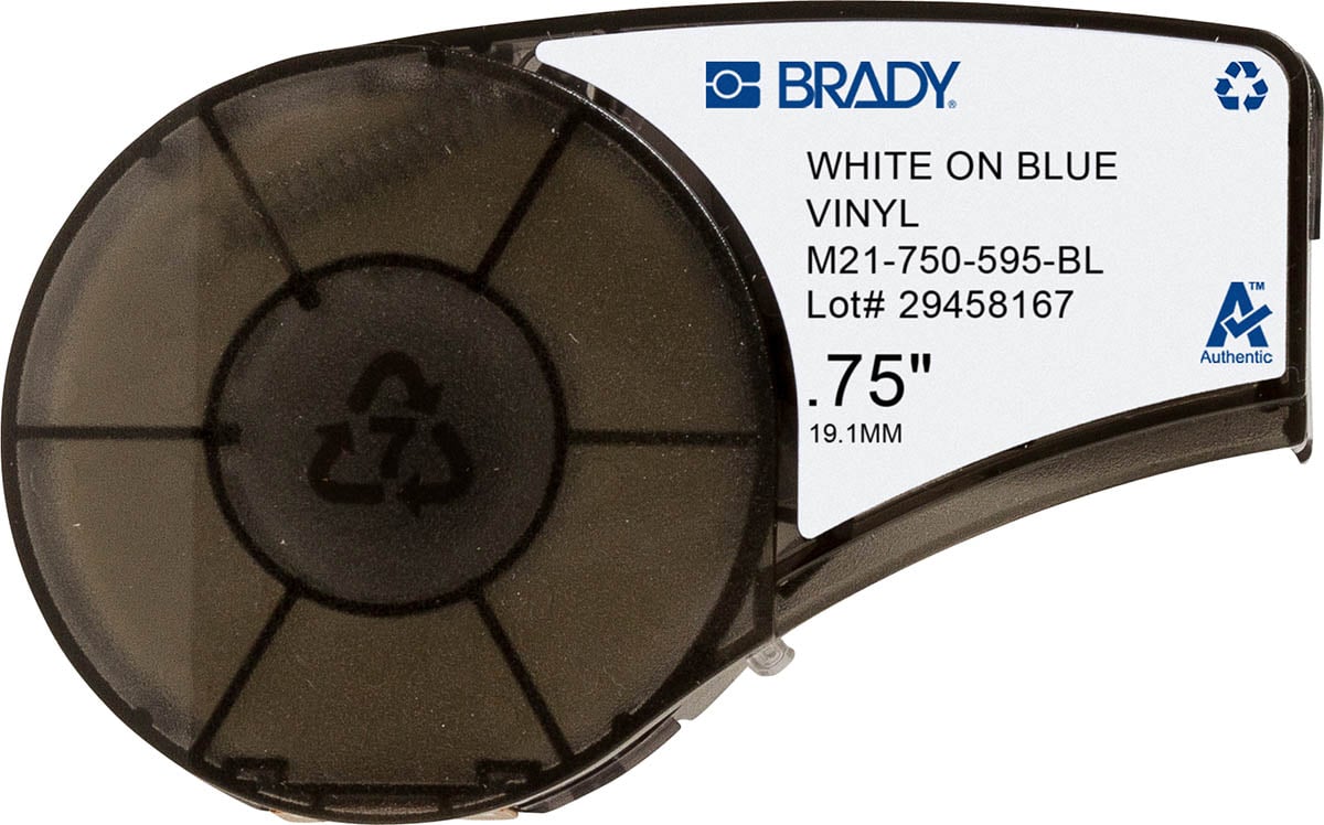 Лента для принтеров этикеток BRADY M21-750-595-BL винил 19,05 мм х 6,4 м Белый на синем
