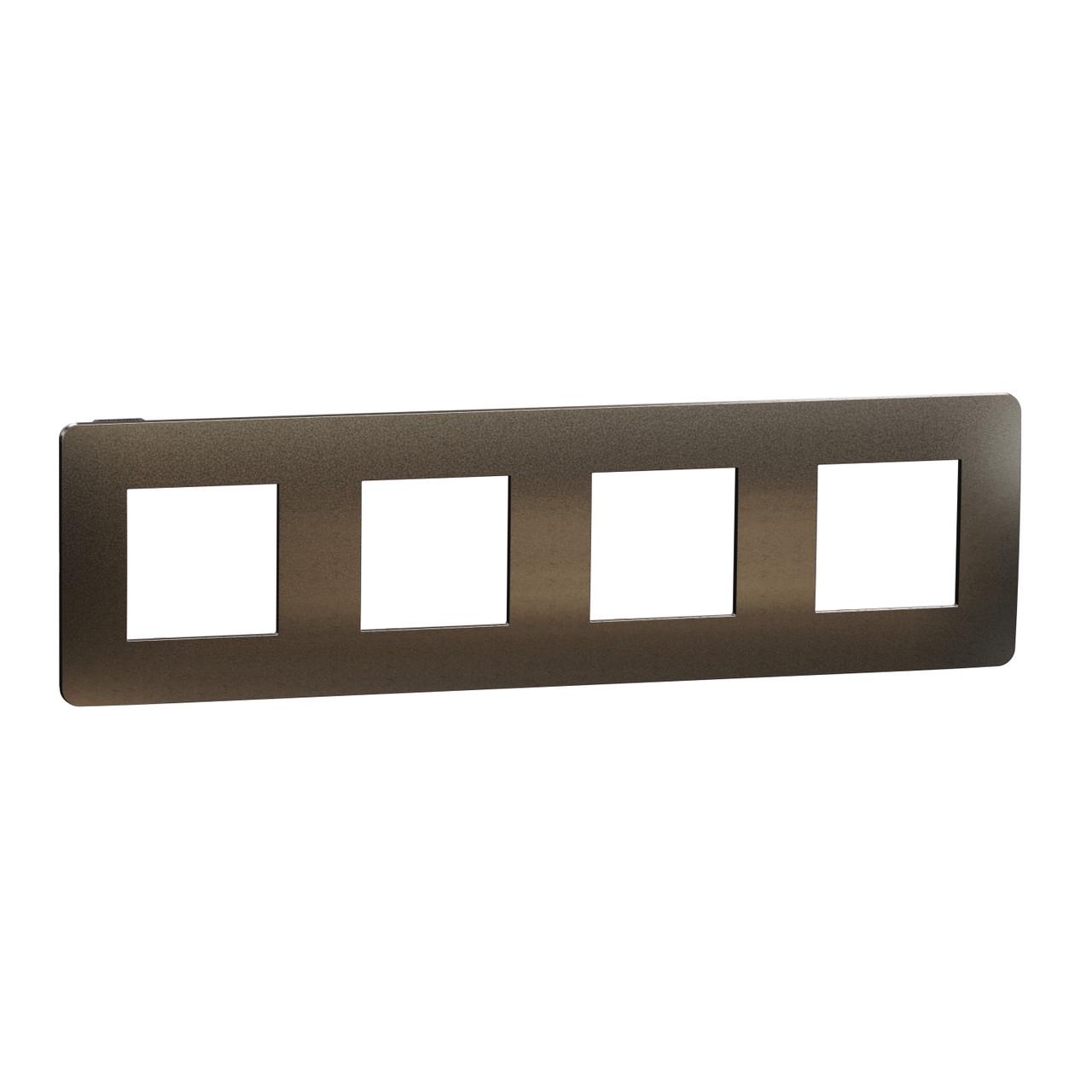 Рамка 4-постовая Schneider Electric Unica New поликарбонат 298х85х10 мм Никель матовый/Антрацитовый (NU280853M) Рамка 4-постовая Schneider Electric Unica New поликарбонат 298х85х10 мм Никель матовый/Антрацитовый (NU280853M)