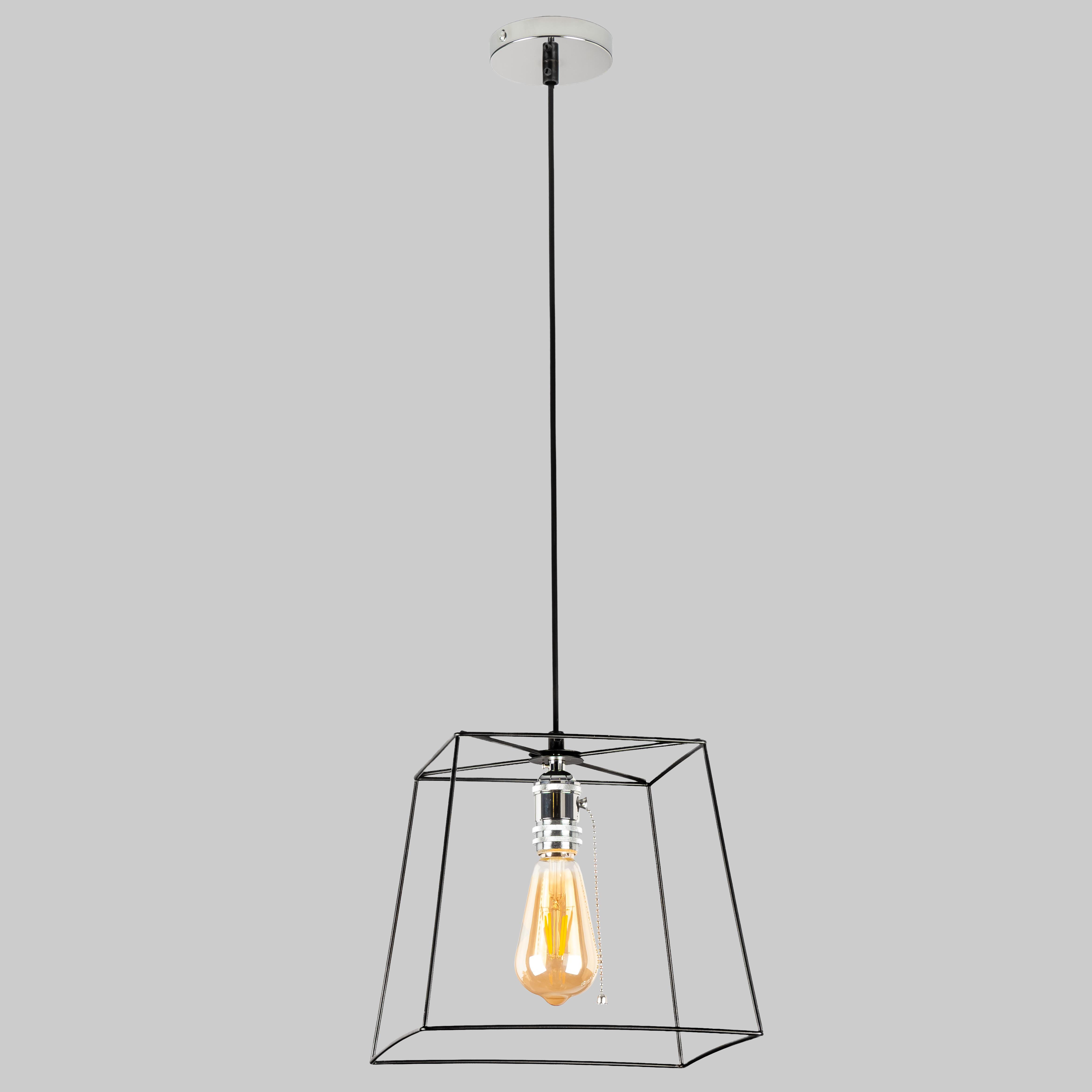 Светильник подвесной Loft с выключателем на патроне 25х22 см (52-148F-1 BK+CR) Светильник подвесной Loft с выключателем на патроне 25х22 см (52-148F-1 BK+CR)