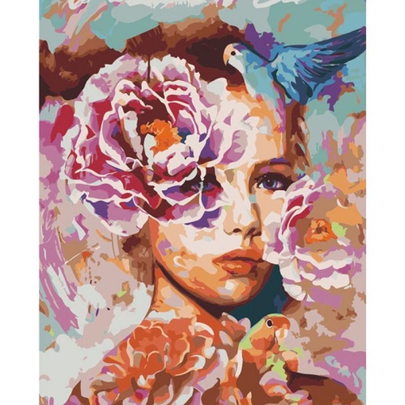 Картина по номерам VA-0068 Девушка с птицами р. 40x50 см