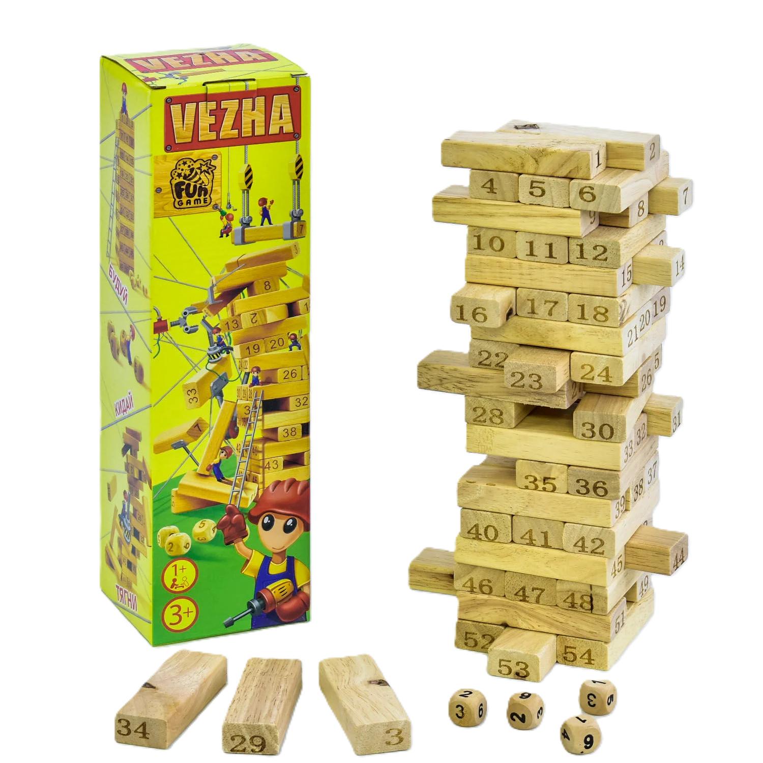 Настольная игра 4FUN Game Club Wood Деревянная Башня 358 30 54 детали (73234)