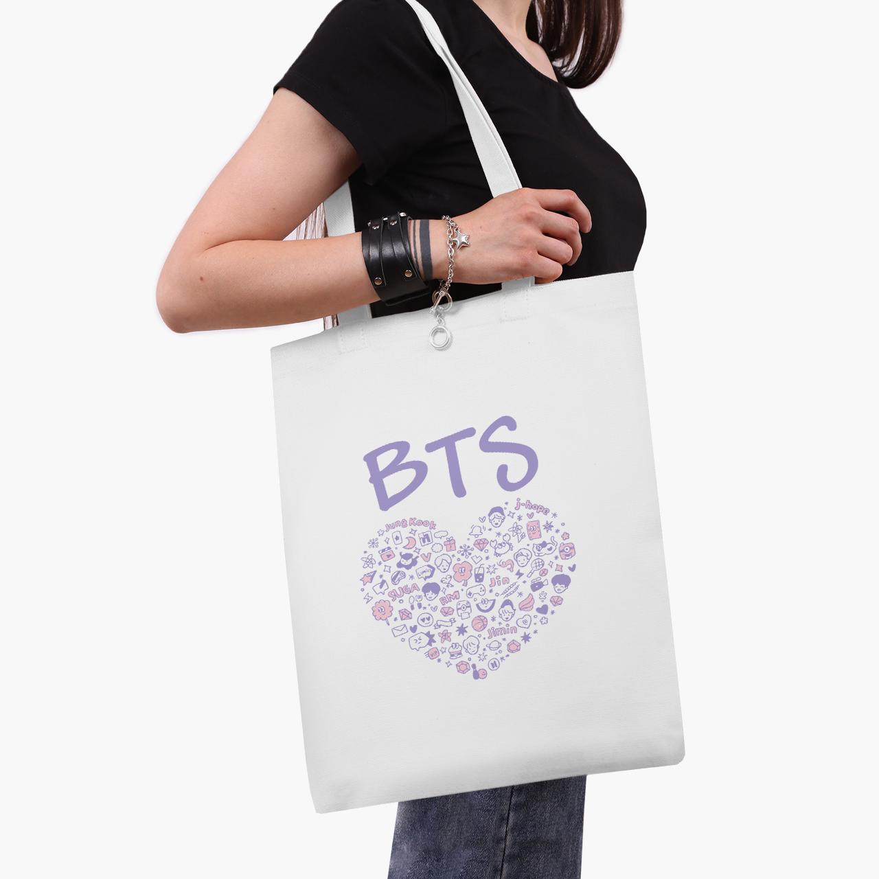 Эко сумка шоппер BTS 41x35 см Белый (9227-3268-WT1)