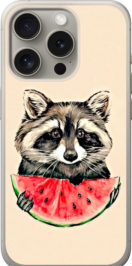 Чехол на iPhone 15 Pro Енотик с арбузом (4605u-3096-42517) Чехол на iPhone 15 Pro Енотик с арбузом (4605u-3096-42517)