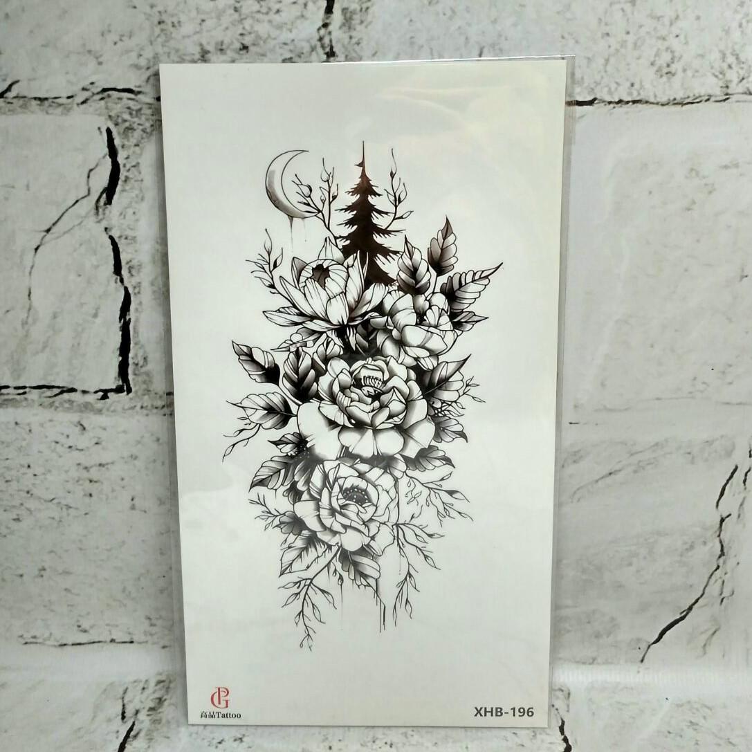 Тату временное Цветы лист 11,5x21 см (XHB-196)