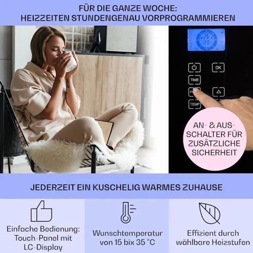 Конвекторний обігрівач KLARSTEIN Norderney 1000 Вт Чорний (10032787) - фото 5 Конвекторний обігрівач KLARSTEIN Norderney 1000 Вт Чорний (10032787) - фото 5