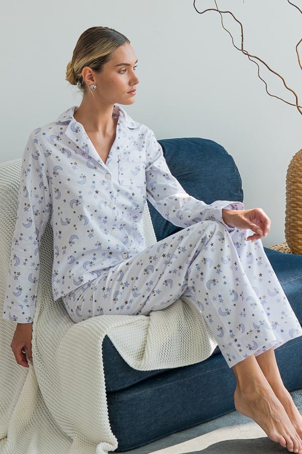 Піжама фланелева Forli Moon FL0057-24-69 з брюками L (18164116) - фото 2 Піжама фланелева Forli Moon FL0057-24-69 з брюками L (18164116) - фото 2