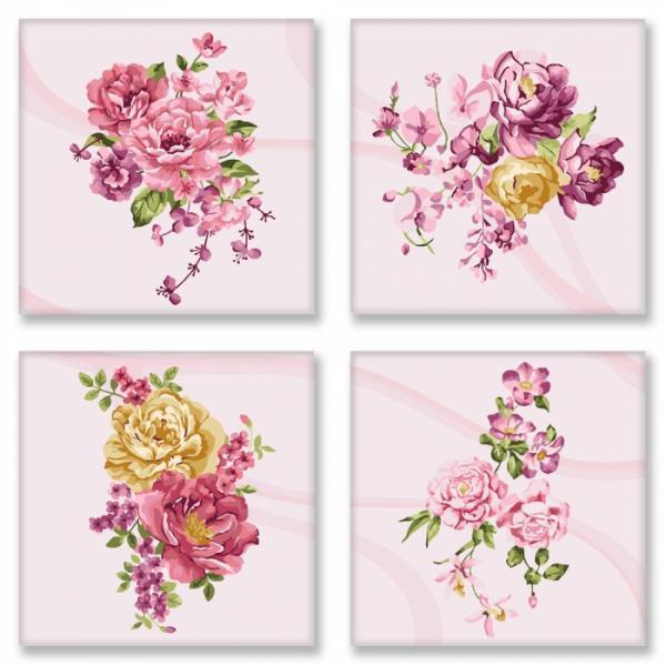Картина по номерам Идейка полиптих Цветочная нежность 18х18 см (KNP009-mt)