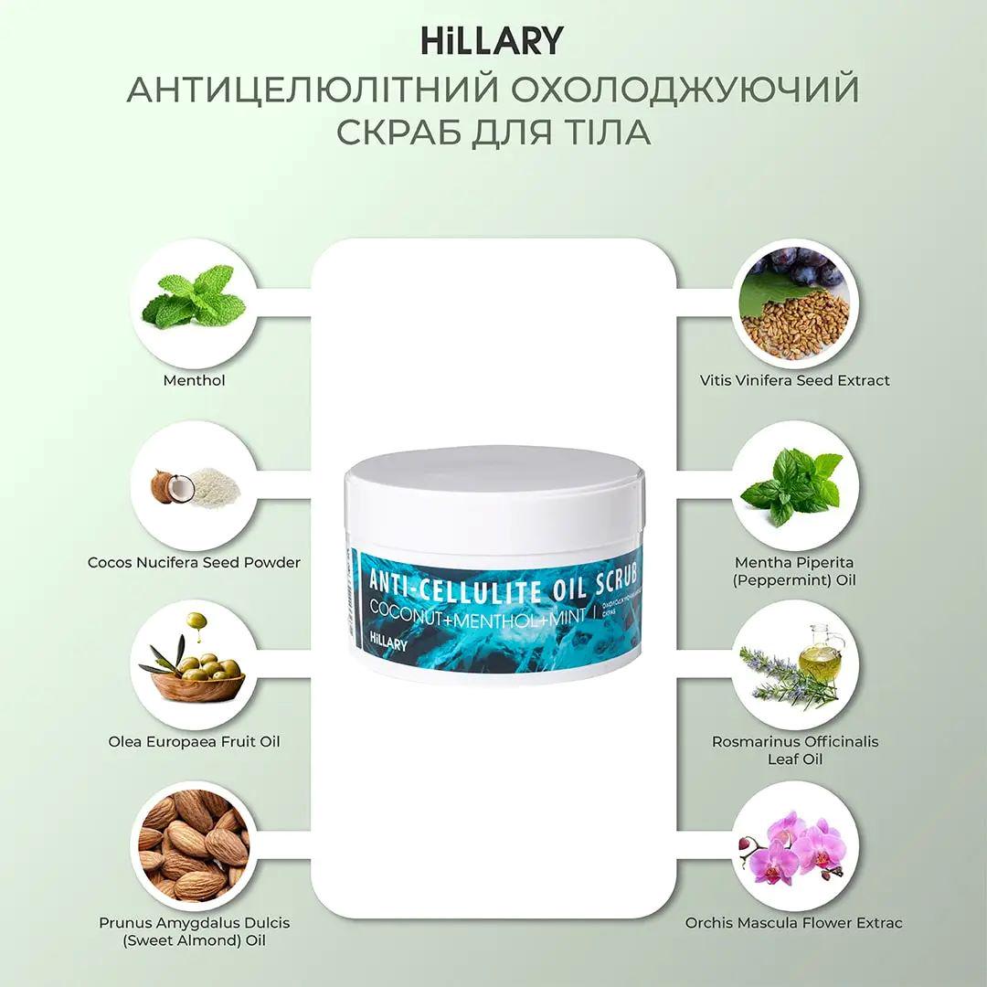 Скраб для тела Hillary Anticellulite Oil Scrub антицеллюлитный охлаждающий 200 г (HI-01-010) - фото 2