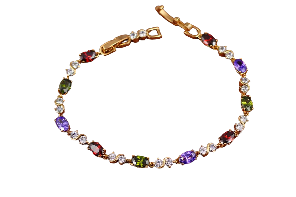 Браслет Xuping Jewelry Волна с темными цветными камнями 17 см 4 мм Золотистый (1765279537)