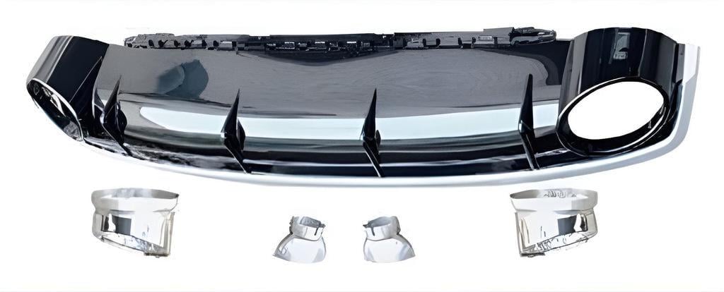 Диффузор задний с насадками QRS-Style Normal 2015-2019 GT Tuning для Audi Q7 2015- гг. ABS-пластик Черный (132081)