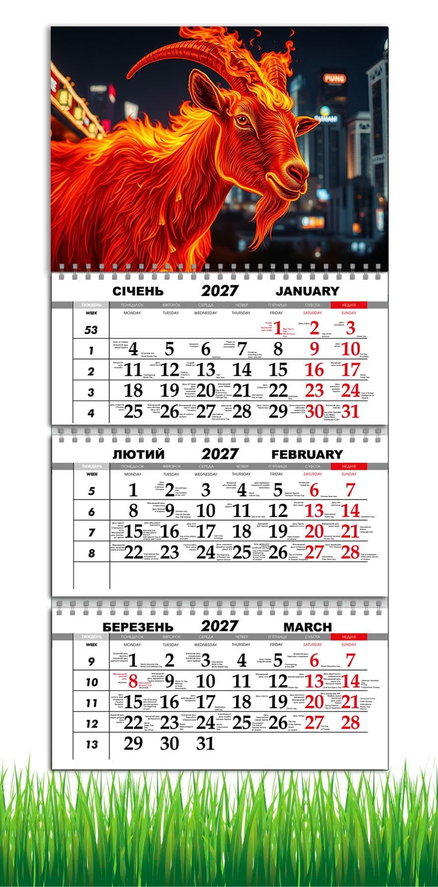 Календарь настенный квартальный на 2027 год APRIORI символ года Коза 30х61 см (36489819) Календарь настенный квартальный на 2027 год APRIORI символ года Коза 30х61 см (36489819)