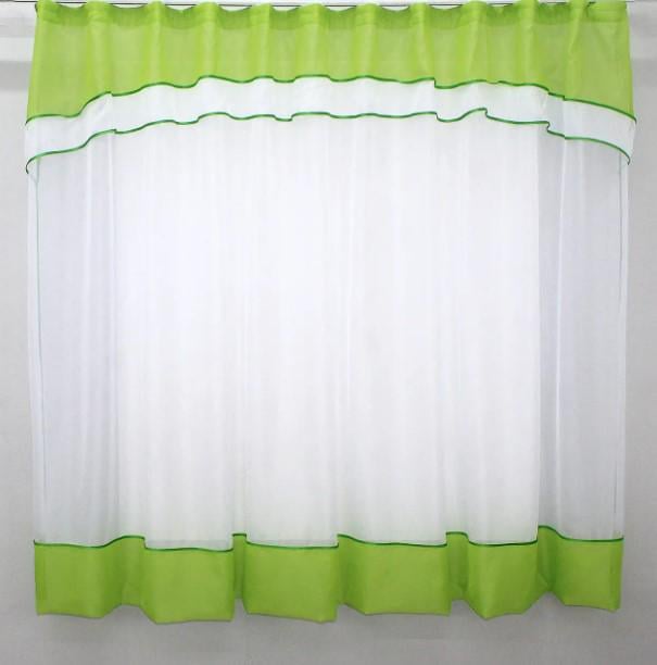 Занавеска на кухню шифон 280х170 см Салатовый/Белый (110к) - фото 1