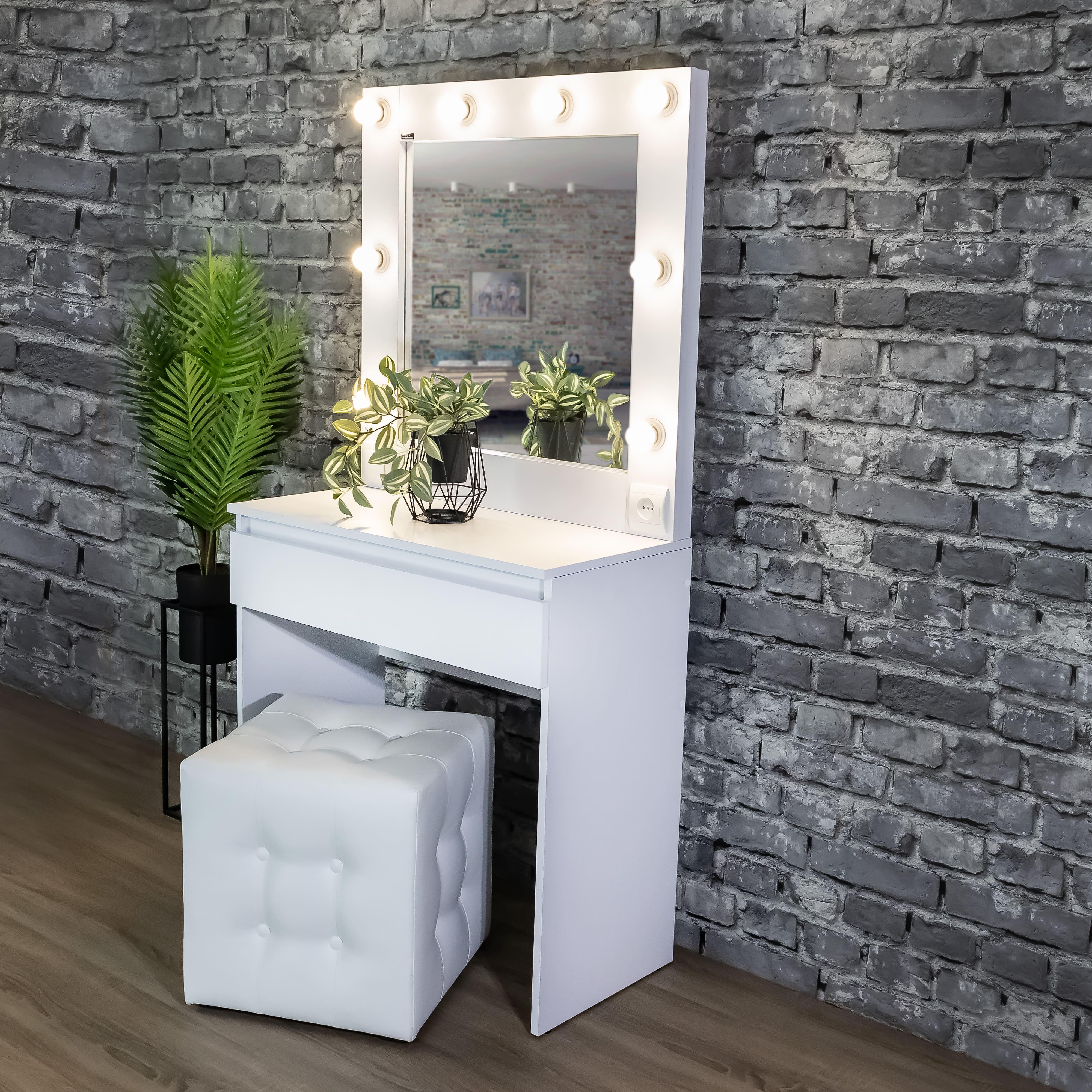Стіл макіяжний з Led лампами 160х80х40 см Білий (01/1) - фото 3