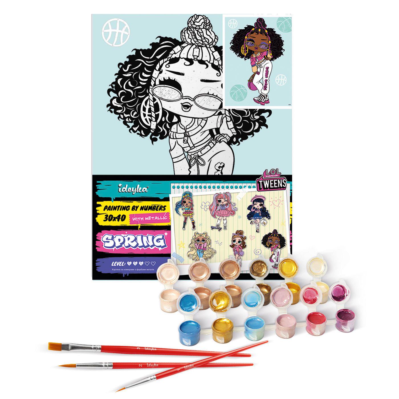 Картина за номерами для дітей Ideyka LOLSurprise! Tweens Hoops Cutie КНО6285 30x40 см (MTT-196490)