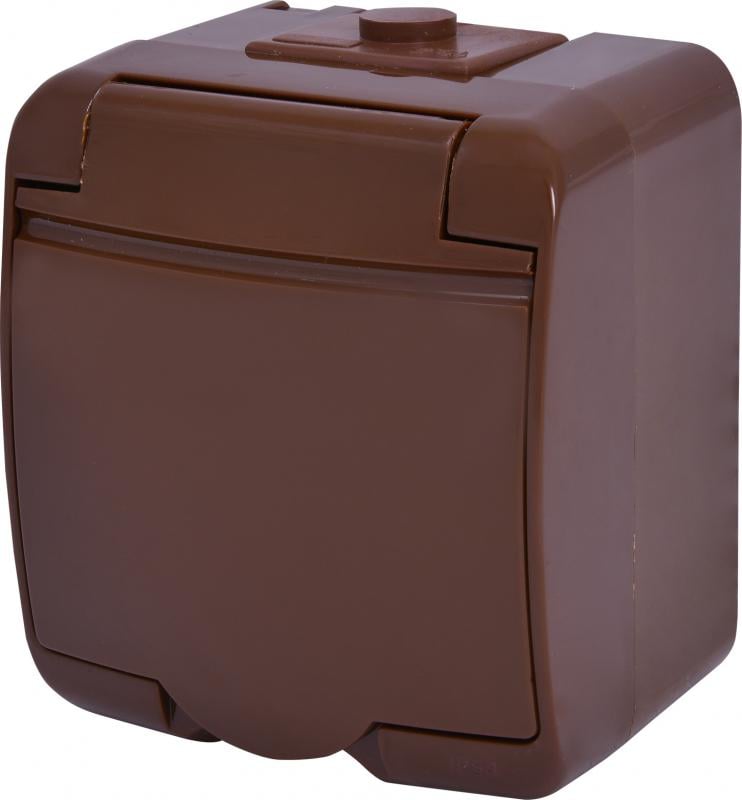 Розетка зовнішня ETI RHE-1s-KR із заземленням/кришкою IP54 Коричневий (4668050)