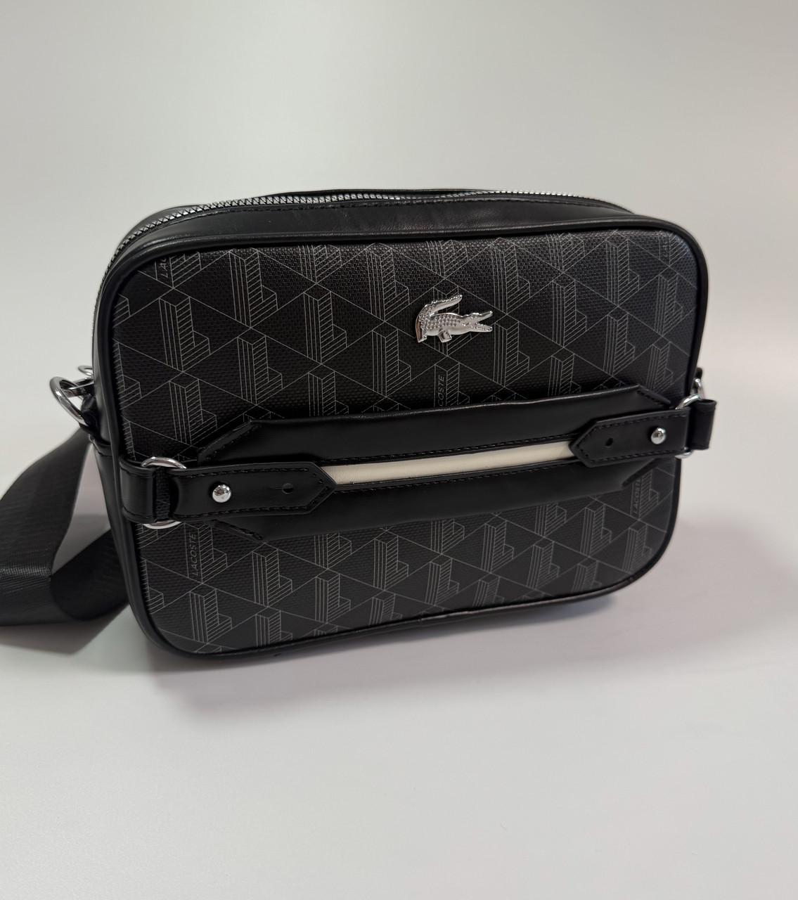 Сумка Lacoste monogram через плечо Черный
