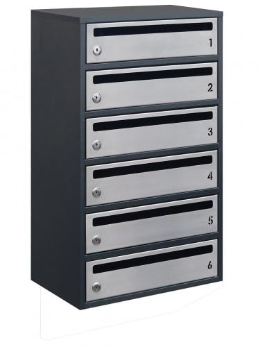 Почтовый ящик Lev-metal Е2-06.F на 6 секций 675x390x250 мм Антрацитовый/Серый (22060205)