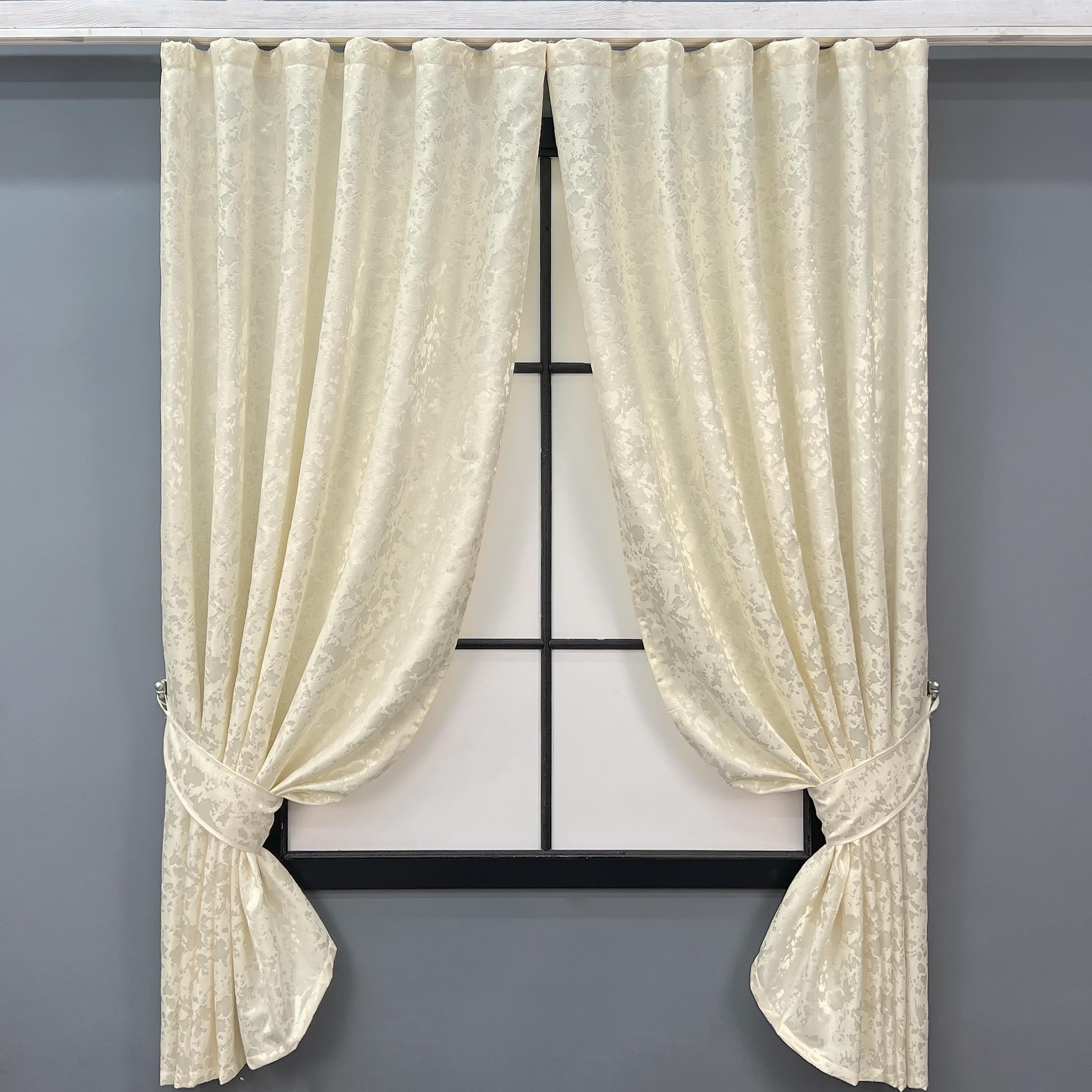 Комплект коротких штор VR-Textil Лен мрамор Pavliani ХО №1908ш 130х170 см 2 шт. Молочный (35-0411)